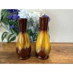 Vintage Blue Mountain Pottery Vases – Harvest Gold Drip Glaze – Canadian Pottery